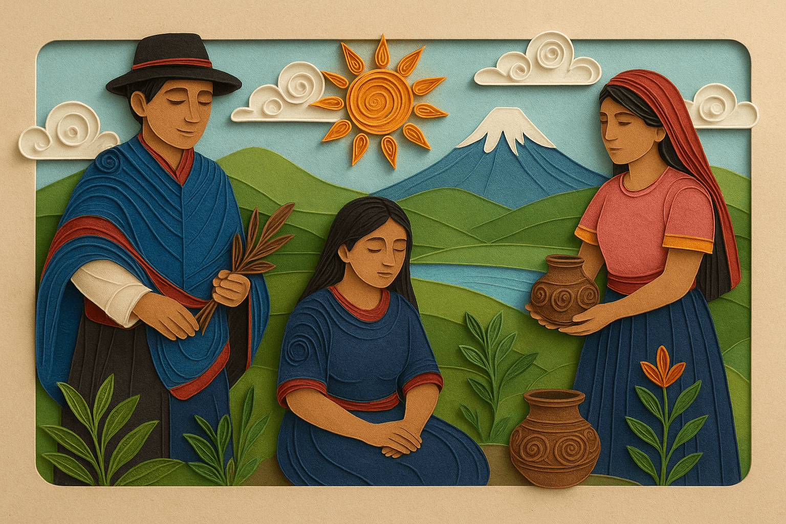 Ilustracion de la comunidad Misak - Guambianos