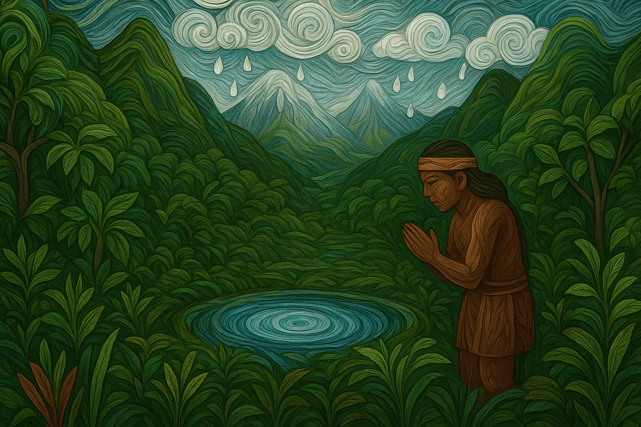 Ilustración de El Cualchio y la Olla del Granizo.