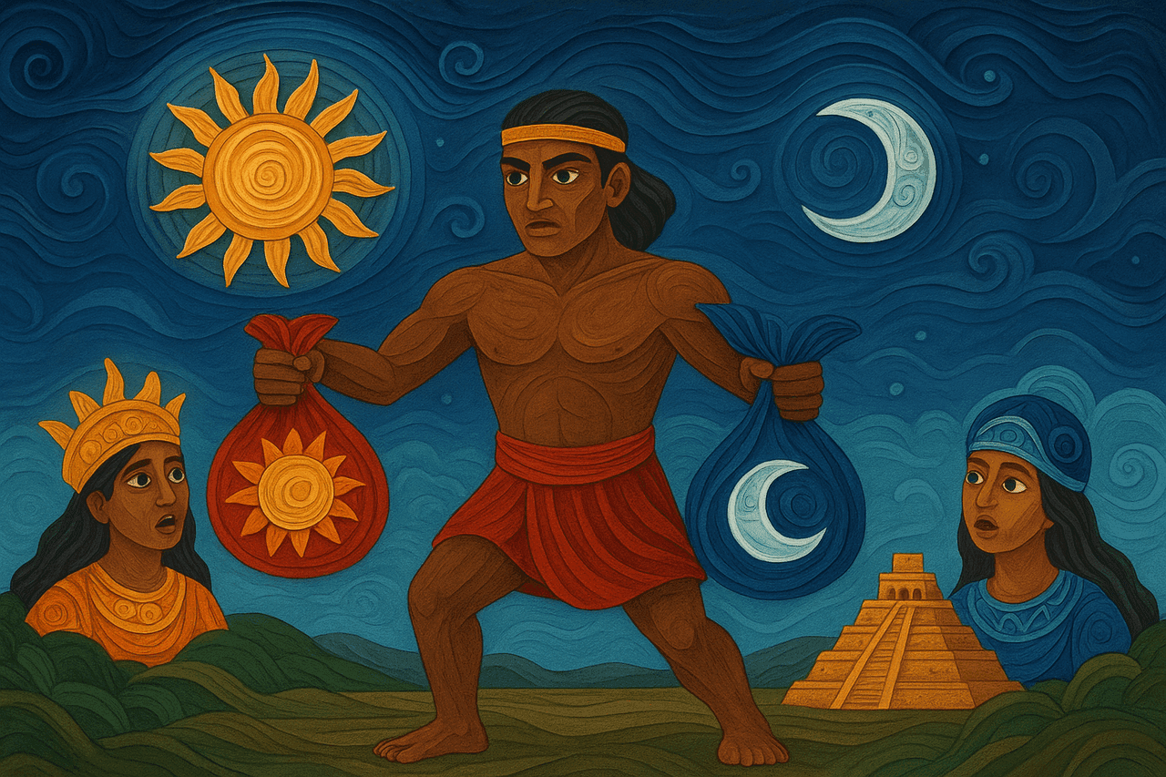 Ilustración de El hombre que atrapó al sol y a la luna