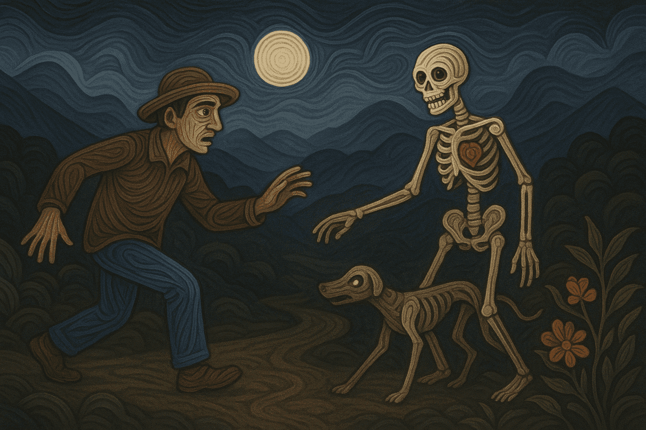 Ilustración de El hombre y el perro flaco