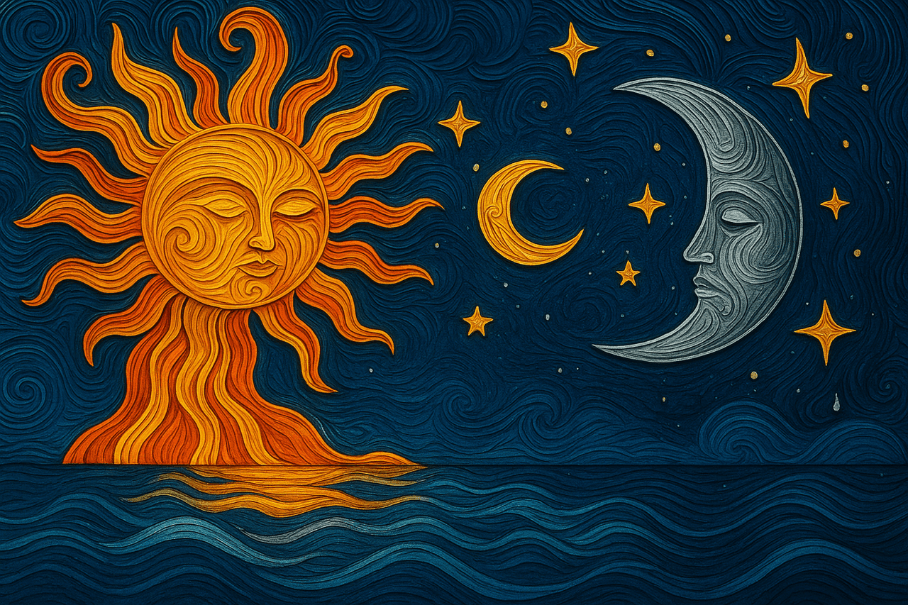 Ilustración de El origen del sol y la luna