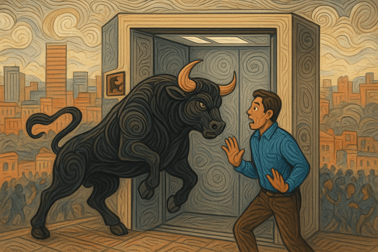 Ilustración de El toro en el ascensor