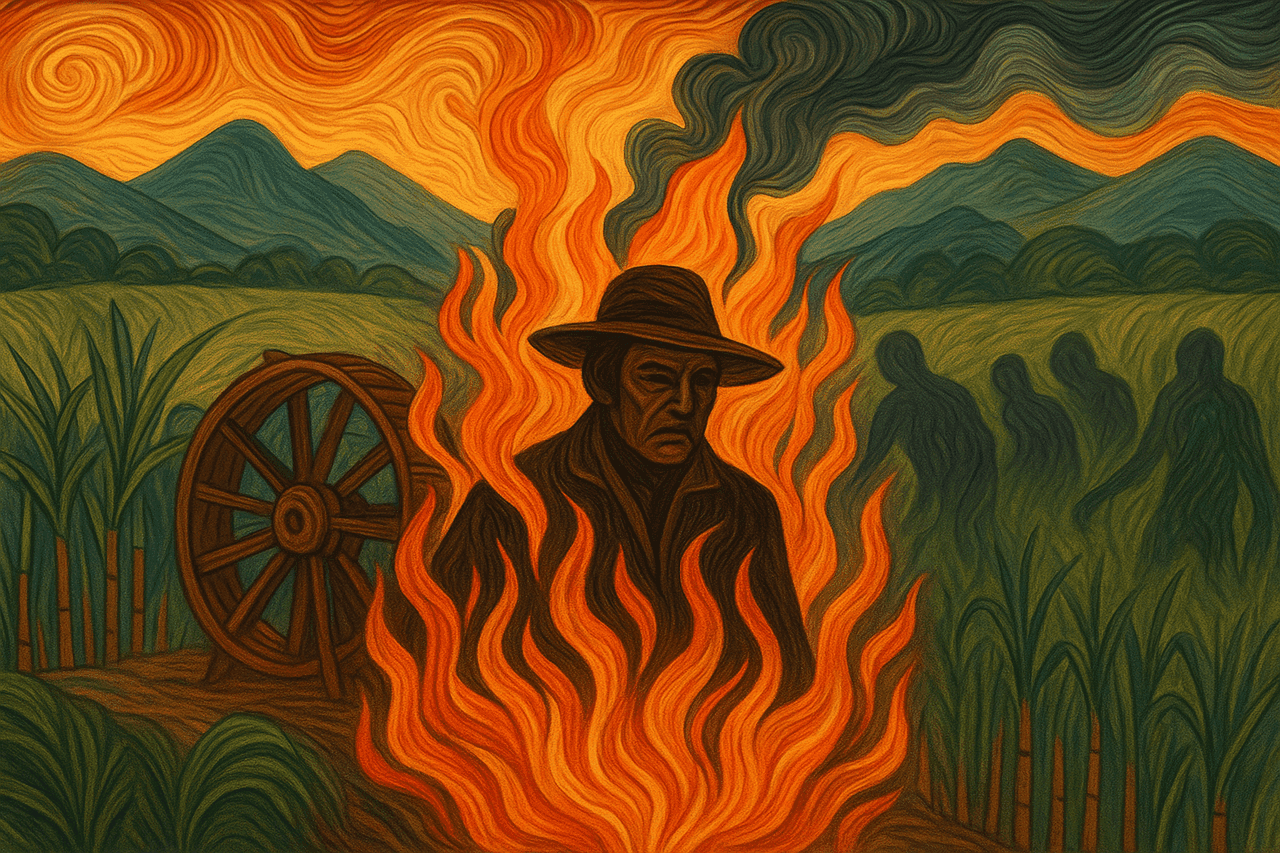 Ilustración de El trapiche ardiendo