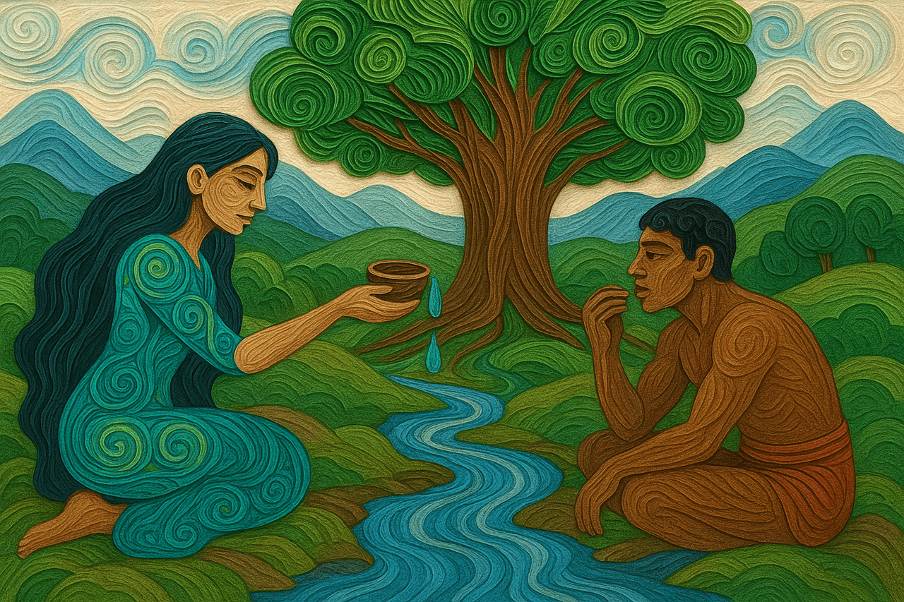 Ilustración de Héntserá y el agua