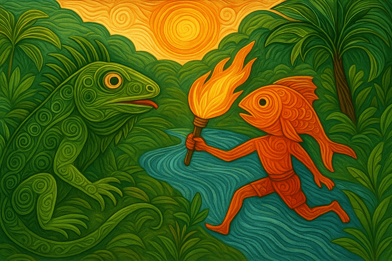 Ilustración de Hímo la Iguana y la candela