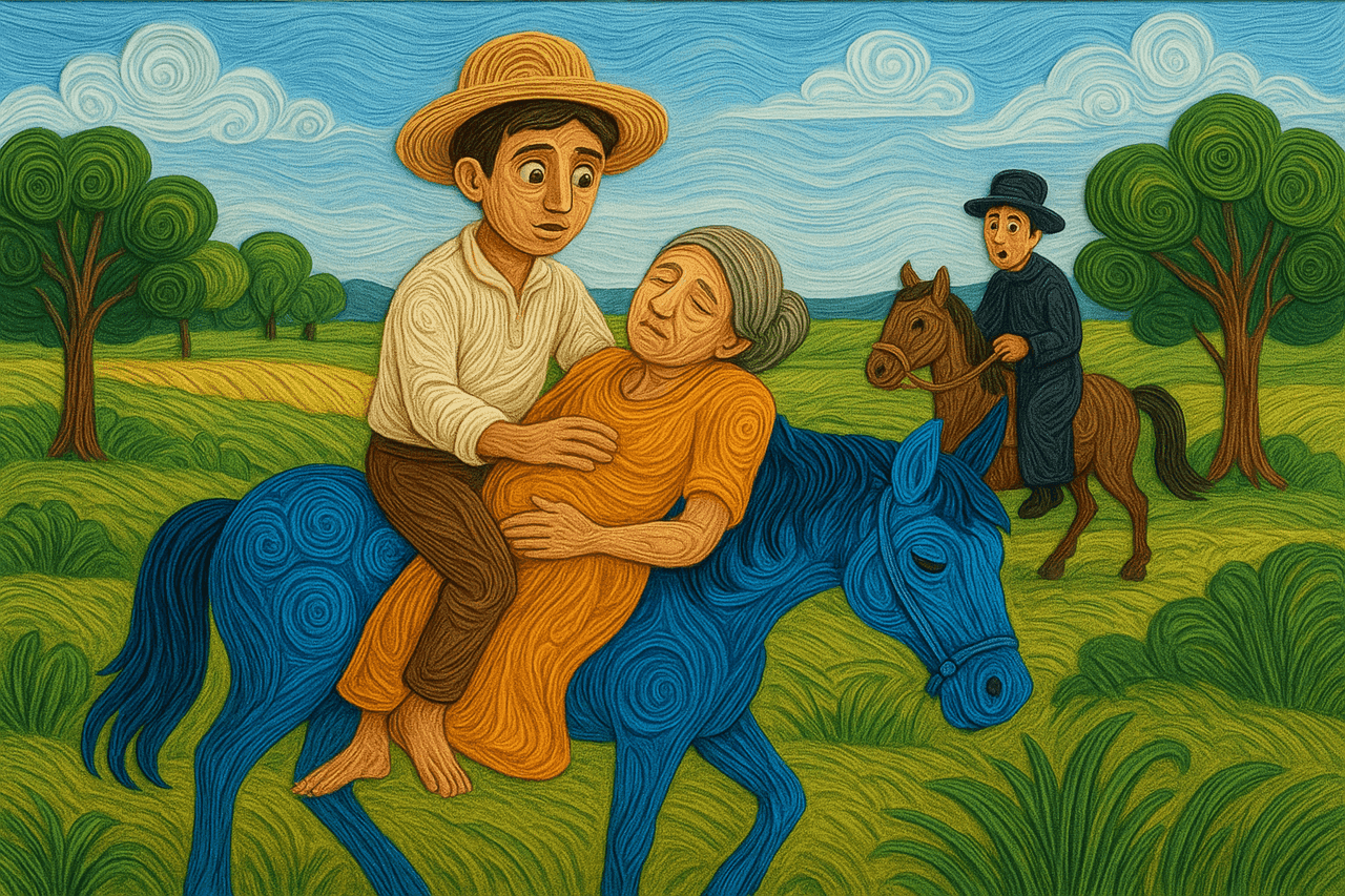 Ilustración de Juan Bobo y la Vieja