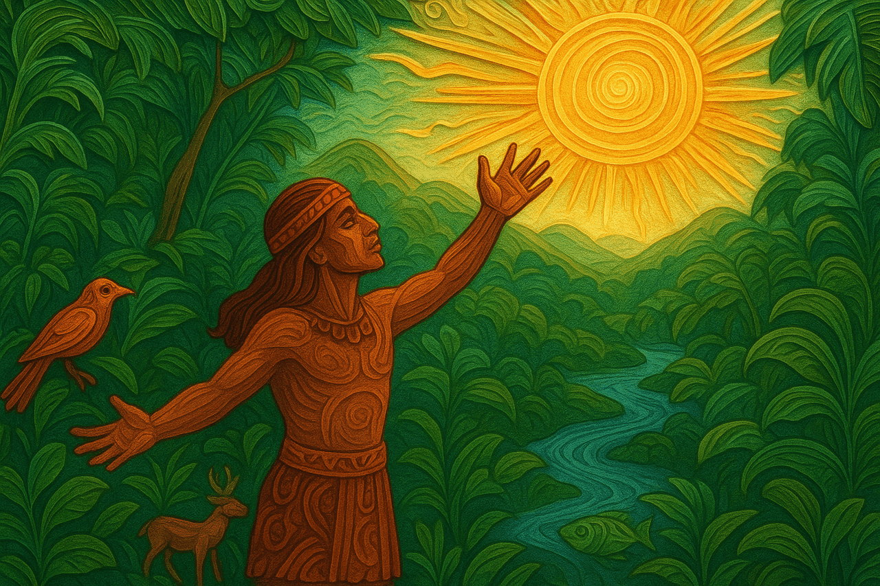 Ilustración de La aparición del sol, del viento y los mares