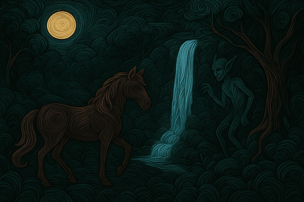 Ilustración de La Cangagua o la Chorrera del duende.