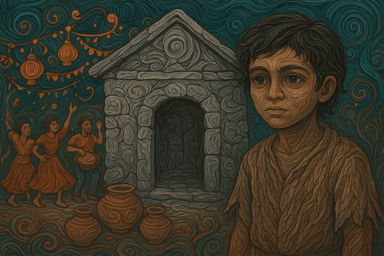 Ilustración de La casa de fiesta petrificada