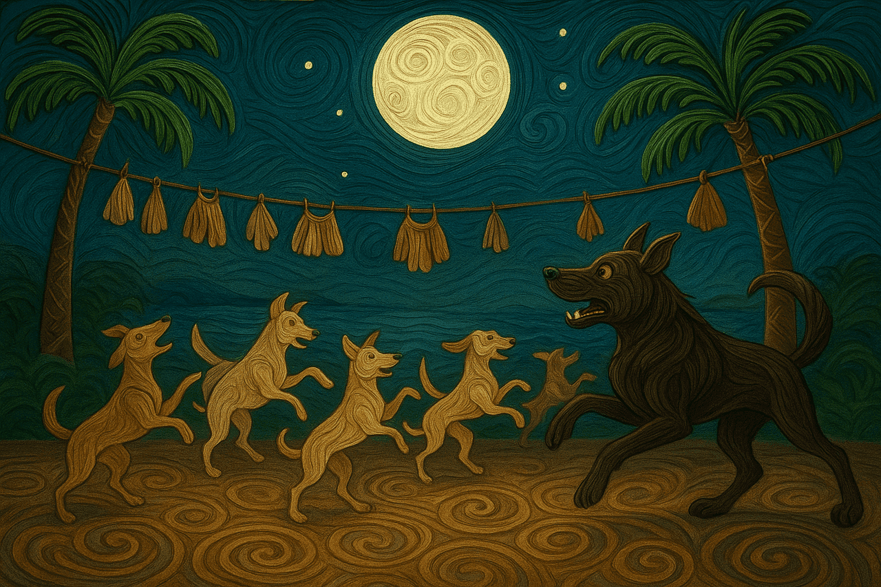 Ilustración de Tiger y el baile de perros