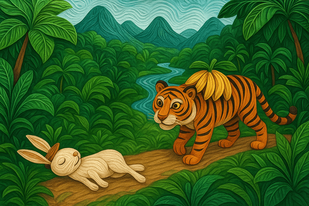 Ilustración de Tío conejo y los plátanos